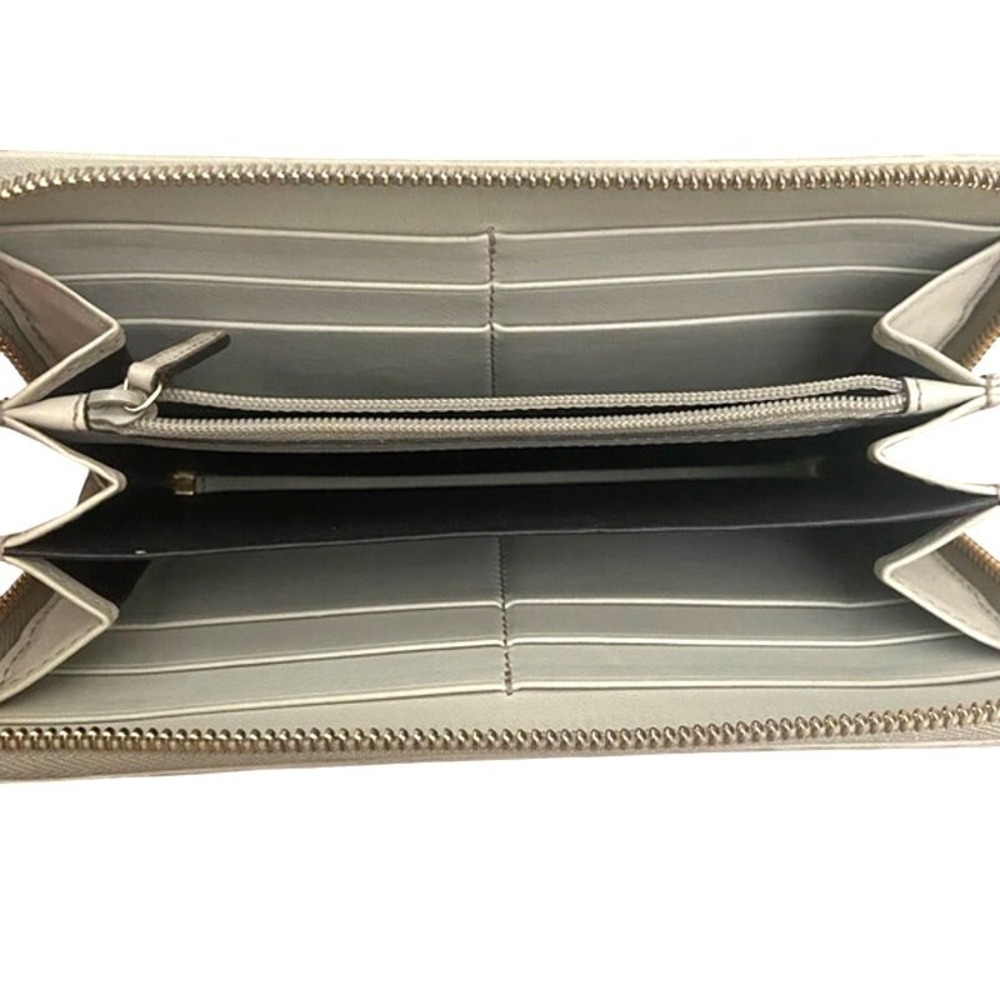 Gucci Wallet Long Continental Card White Leather GG Monogram Brown Zip Around - Picture 5 of 8